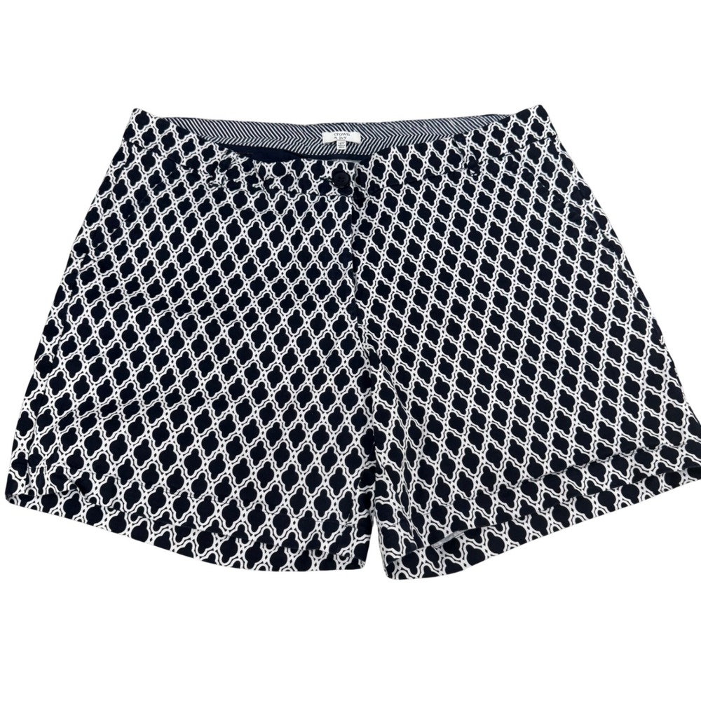 Crown & Ivy Curvy Navy White Quatrefoil Geometric Shorts Womens 14W Plus Size